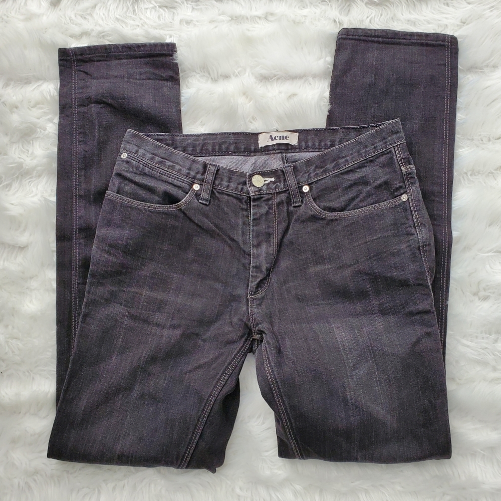 ACNE WOMEN'S JEANS SIZE 32/32 BLACK STRAIGHT CUT